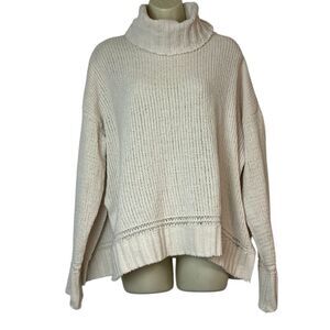 Aerie Oversized Cream Knit Cowl Neck Sweater Size Medium